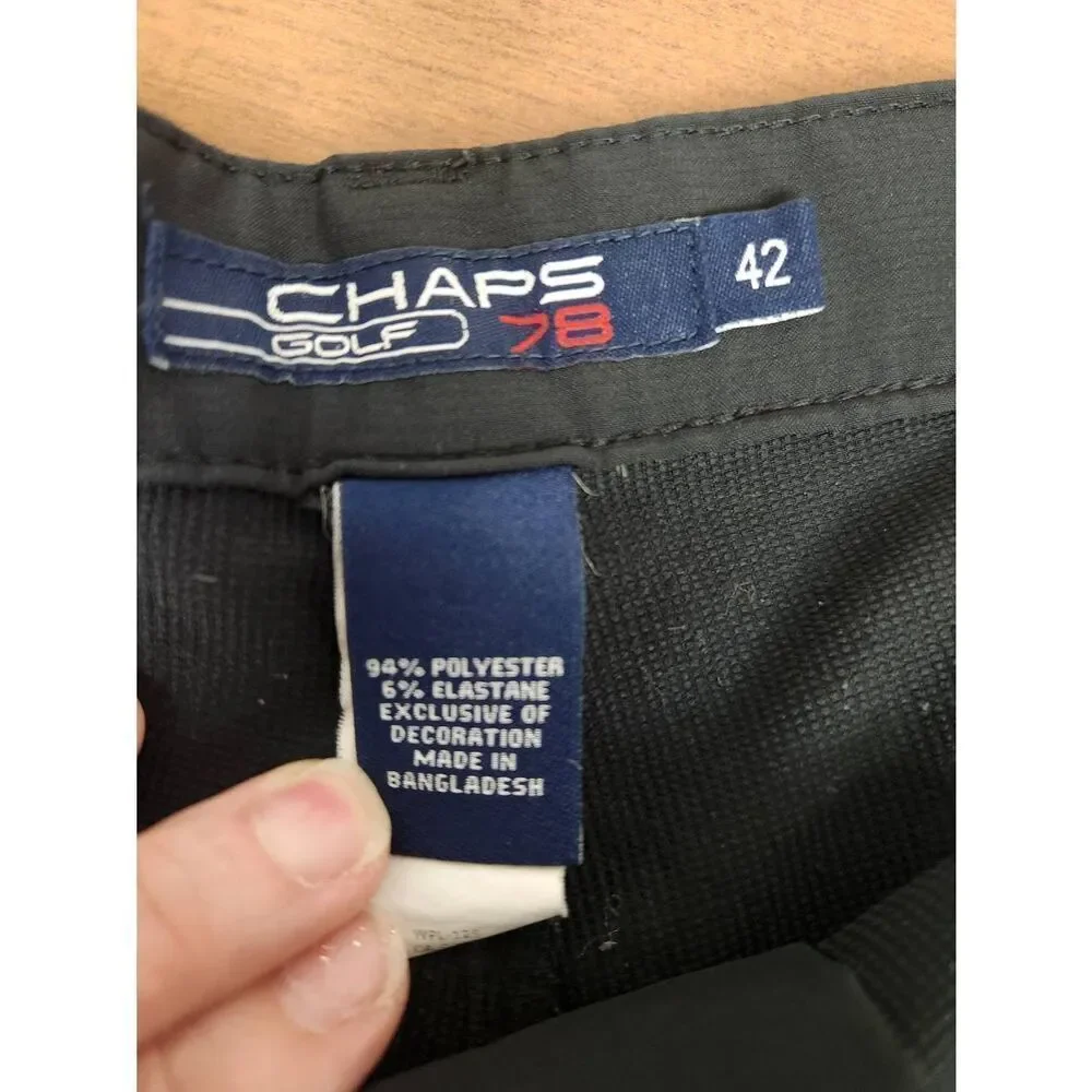 Chaps 78 Golf Shorts Men’s 42 Black Performance Flat Front Zip Cargo Pockets